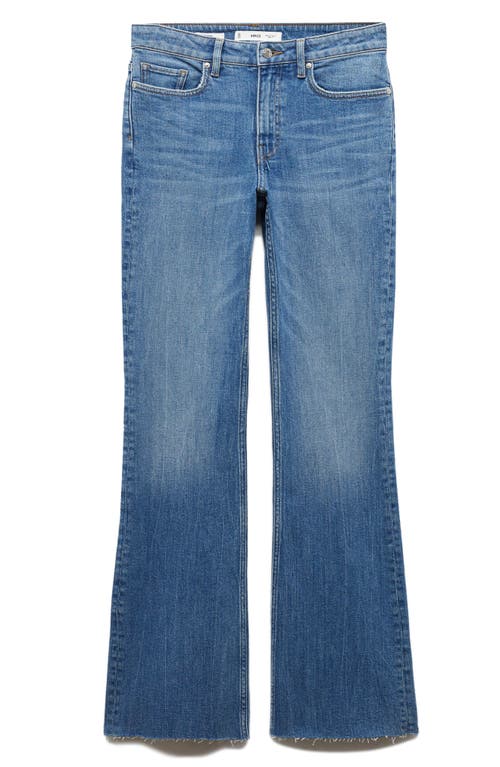 MANGO Raw Hem Flare Jeans Medium Blue at Nordstrom,
