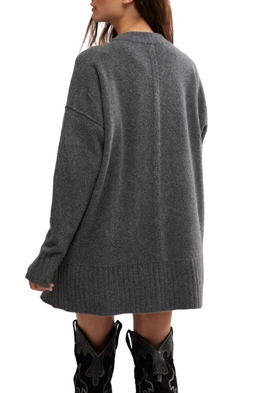 Shop Free People Phoebe High-low Tunic Sweater In Dark Heather Grey