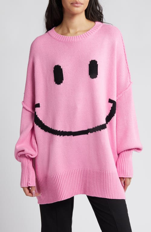 Smile Seratonin Oversize Sweater in Pink