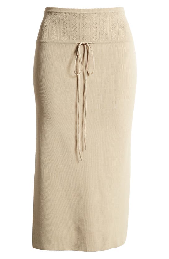 Mistress Rocks Pointelle Stitch Maxi Sweater Skirt In Gravel