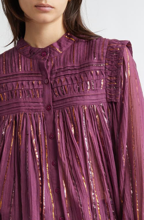 Shop Farm Rio Pleated Yoke Button-up Top In Burgundy