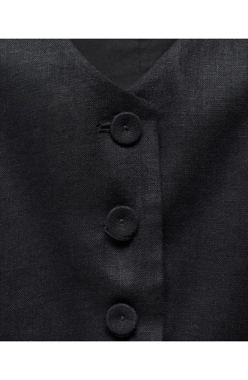 Mango Stretch Satin Contrast Suit Vest In Black