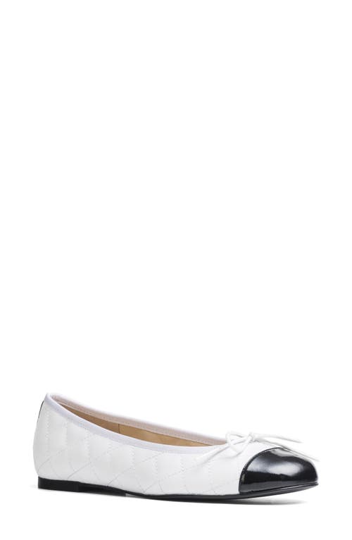 Shop Jon Josef Belle Quilted Ballerina Flat In White/black Combo