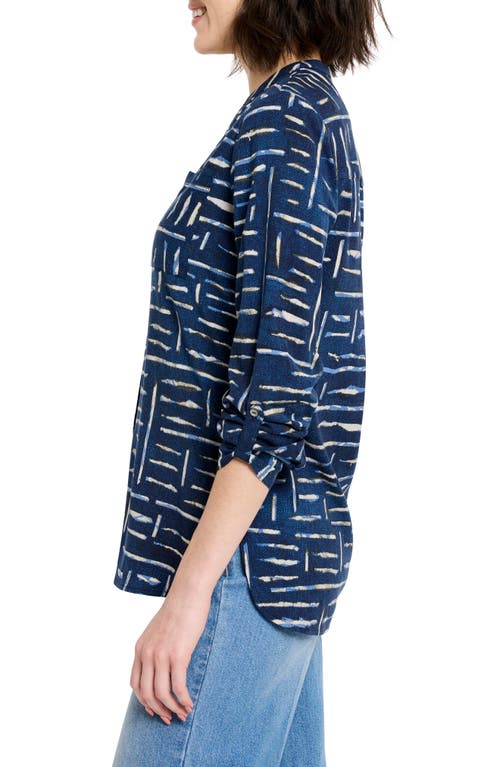 Shop Nic + Zoe Nic+zoe Indigo Dash Long Sleeve Button-up Shirt In Indigo Multi