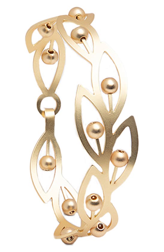 Saachi Imitation Pearl Botanical Hook Bracelet In Gold
