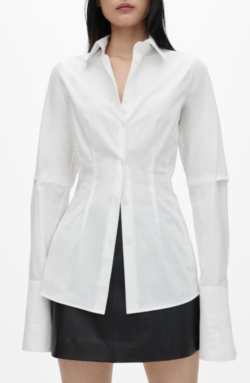 Mango Extended Cuff Button-up Shirt In White