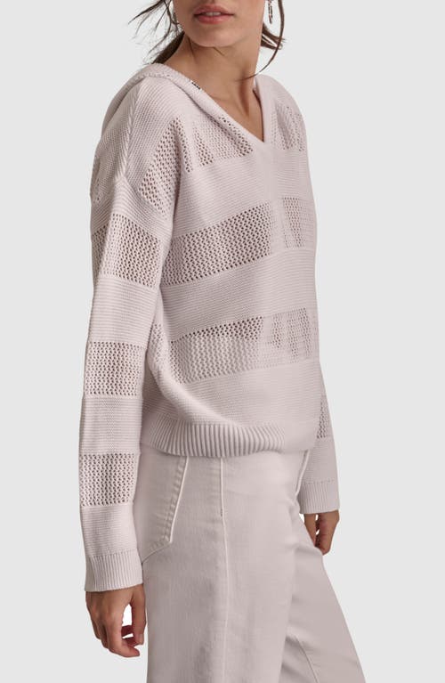 Shop Dkny Stripe Hooded Sweater In White/white