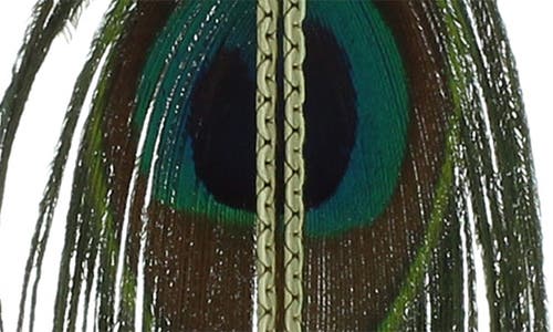 Olivia Welles Peacock Feather Dangle Earrings In Gold/multi