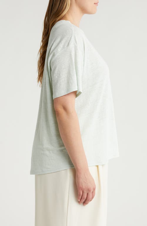 Shop Nordstrom Boxy Linen Pocket T-shirt In Teal Chalk