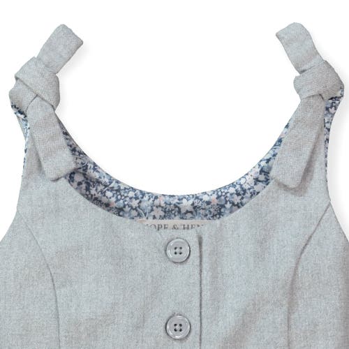 Shop Hope & Henry Girls' Knot Tie Button Front Jumpsuit, Toddler In Gray Tweed