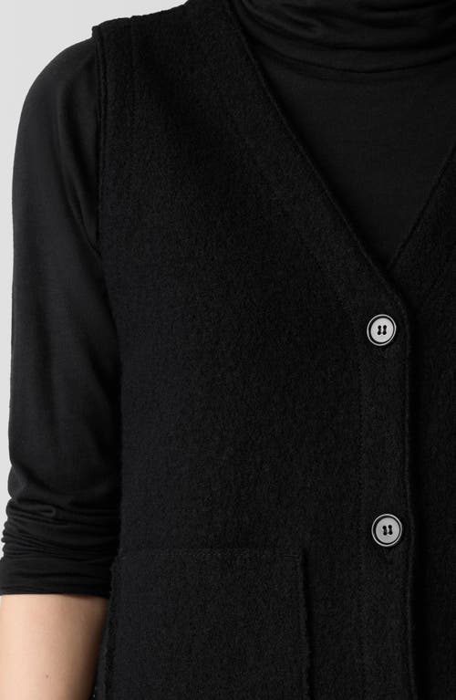 Shop Eileen Fisher Button Front Wool Vest In Black