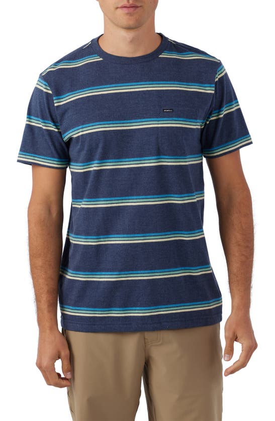 O'neill Smasher Stripe Cotton Pocket T-shirt In Dark Navy