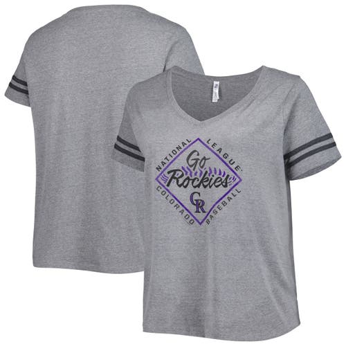 Women's Soft as a Grape Gray Colorado Rockies Plus Size V-Neck Jersey T-Shirt