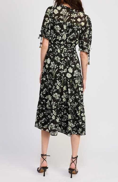 Shop En Saison Emory Floral Print Midi Dress In Black Pear