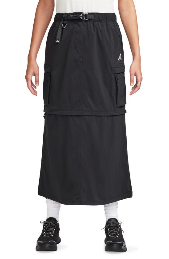 Shop Nike Acg Smith Summit Water Repellent Convertible Skirt In Black/ Summit White