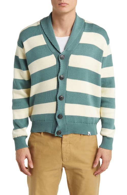 Richmond Stripe Cardigan in Lovat/White