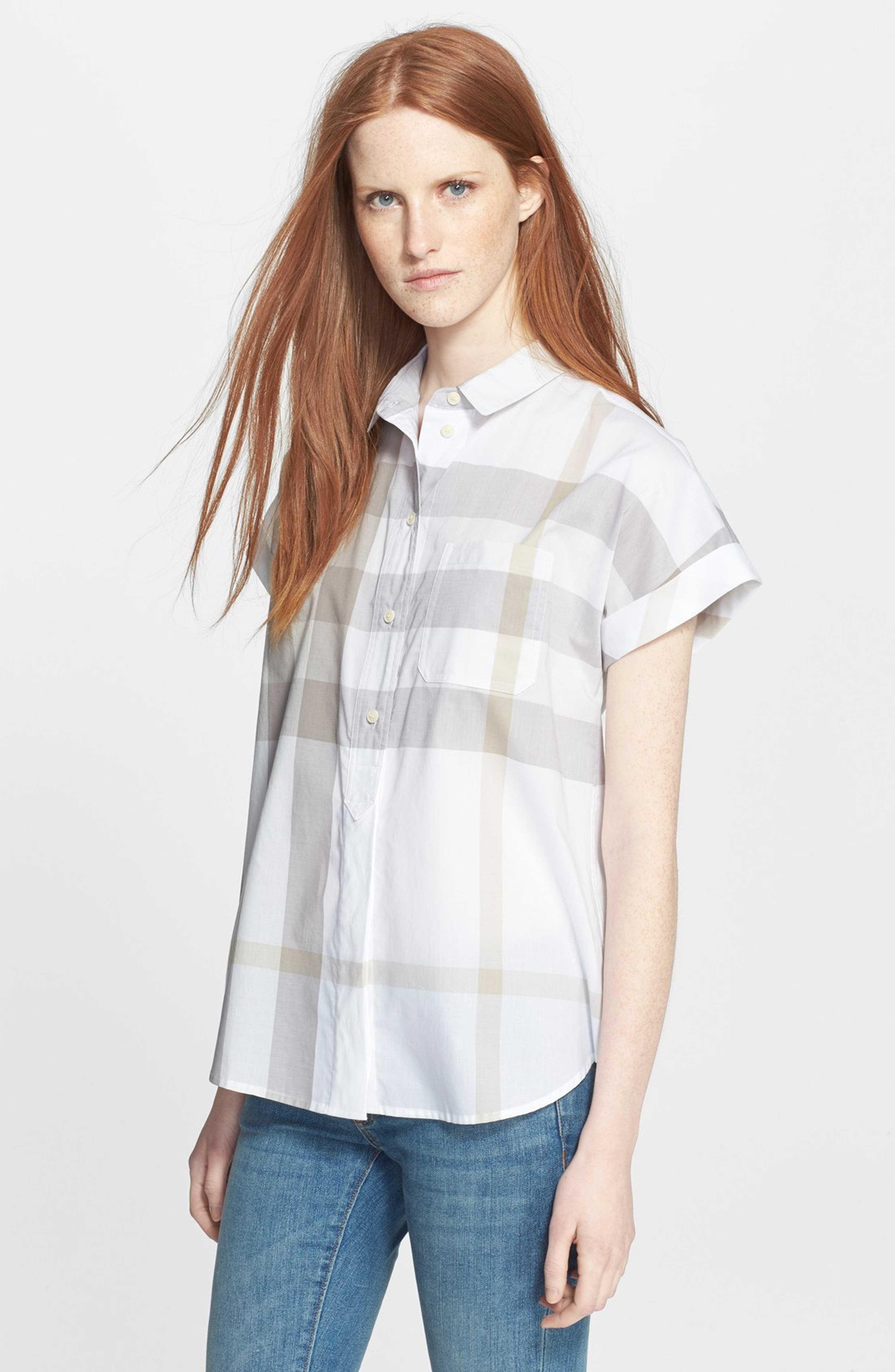 Burberry Brit Check Print Short Sleeve Cotton Shirt | Nordstrom
