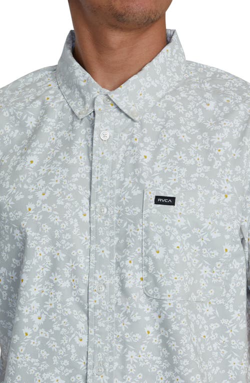 Shop Rvca That'll Do Print Short Sleeve Button-down Shirt In Metal