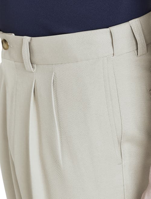Oak Hill Waist-relaxer Pleated Microfiber Pants In New Khaki