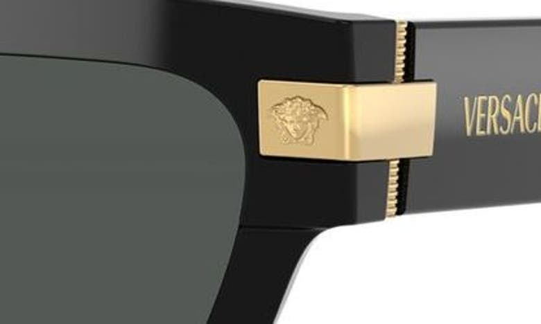 Shop Versace 55mm Rectangular Sunglasses In Black