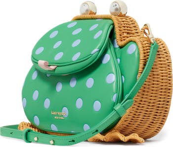 kate spade new york lily polka dot wicker 3D frog crossbody bag