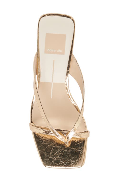 Dolce Vita Brevel Kitten Heel Flip Flop In Gold Distressed Leather