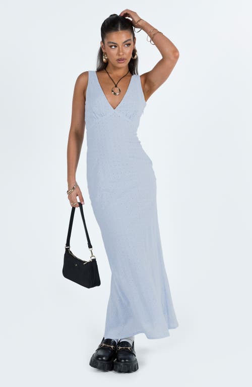 Shop Princess Polly Nellie Eyelet Cotton Maxi Dress In Blue