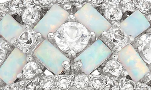 Fzn Sterling Silver Lab Grown Opal & White Sapphire Ring In Opal