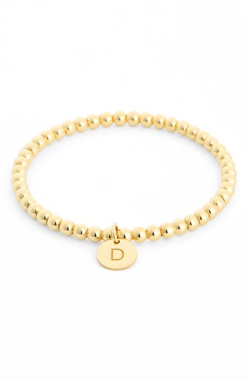 Meshmerise Initial Charm Ball Stretch Bracelet In Yellow-d