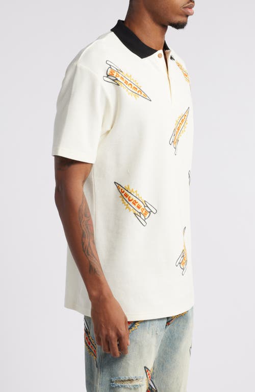 Shop Icecream Anchor Embroidered Polo In Antique White