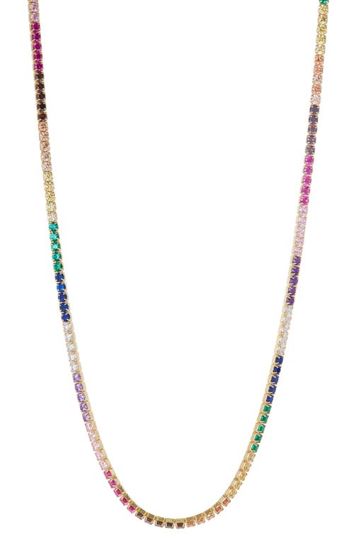 Argento Vivo Sterling Silver Rainbow Tennis Necklace in Gold
