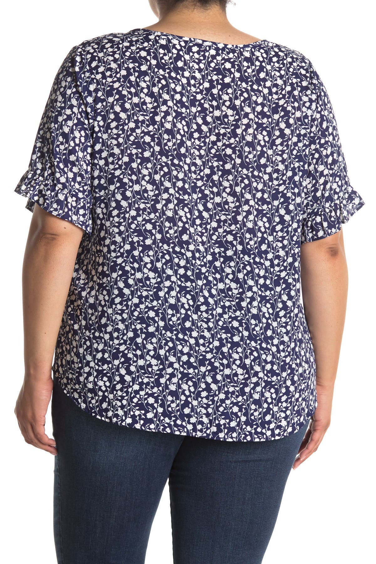 black ruffle blouse short sleeve