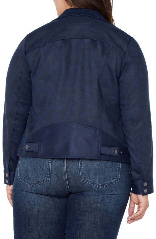 Shop Liverpool Faux Suede Moto Jacket In Mystic Navy