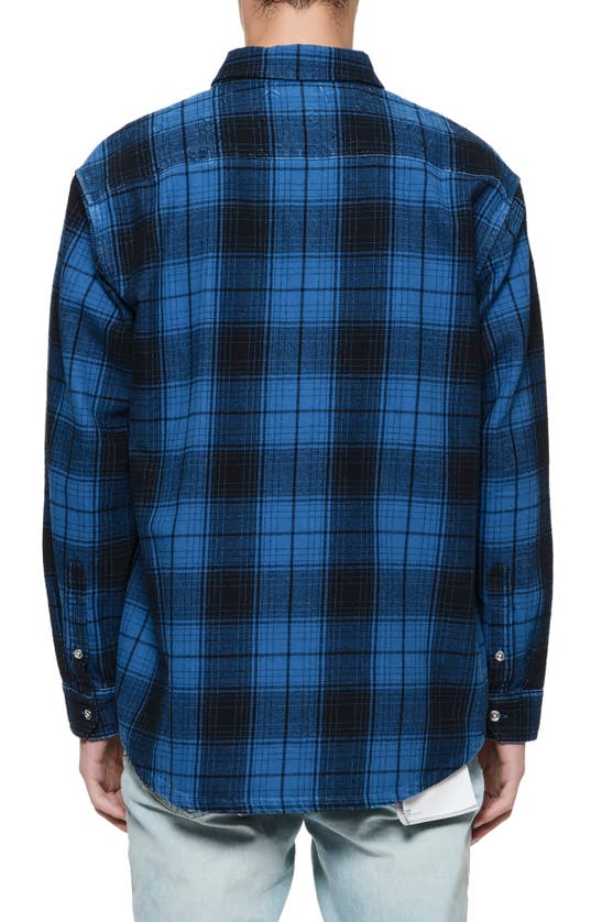 Purple Brand Oversize Plaid Flannel Button-up Shirt In Blue