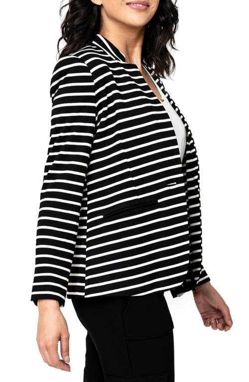 Gibsonlook Stripe Knit Blazer In Black/ Ivory Stripe
