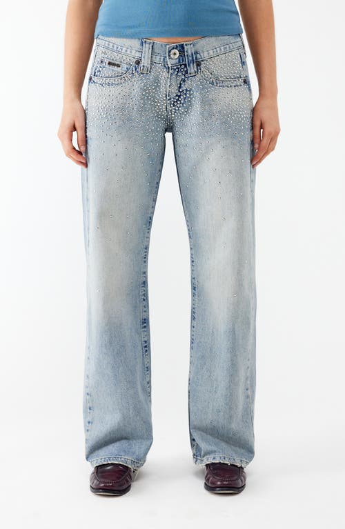 Shop Bdg Urban Outfitters Kayla Studded Low Rise Wide Leg Jeans In Light Vintage