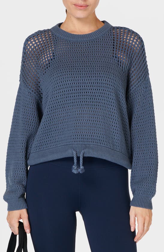 Shop Sweaty Betty Tides Open Stitch Pullover In Endless Blue