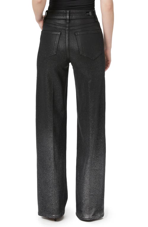 Shop Paige Sasha Ombré Sparkle Coated High Waist Wide Leg Jeans In Black/silver Glitter