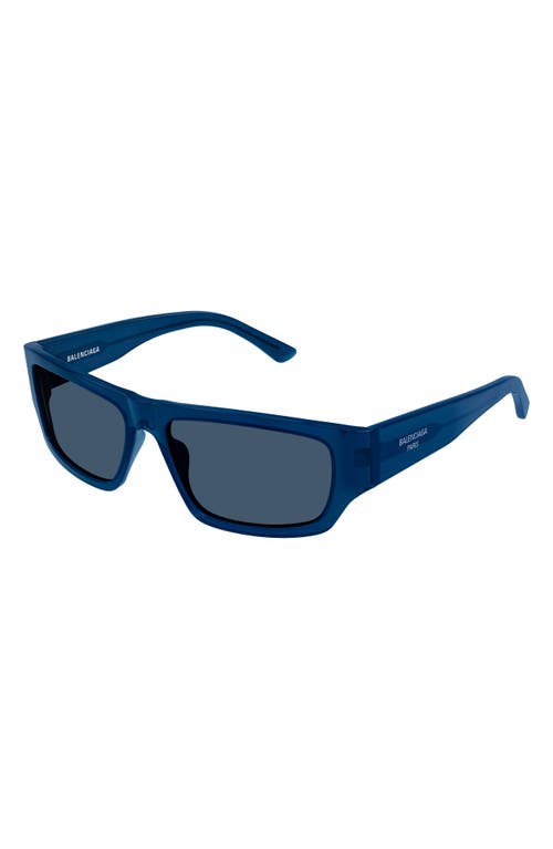 Shop Balenciaga 58mm Rectangular Sunglasses In Blue