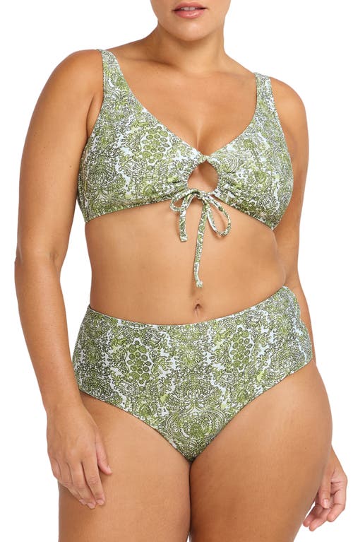 Shop Artesands Mudlahara Mondrian High Waist Reversible Bikini Bottoms In Olive