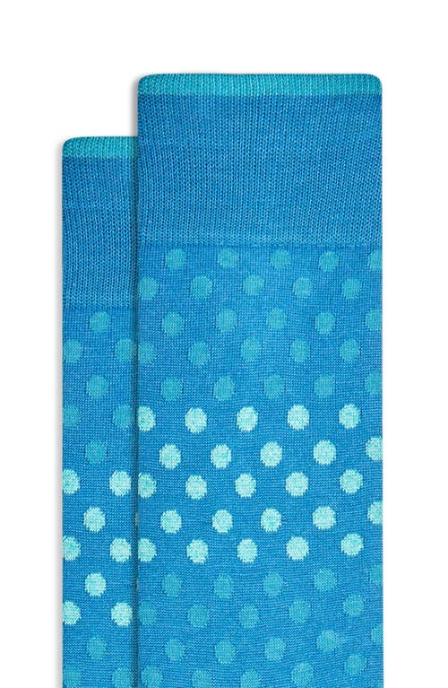 Shop Bugatchi Dot Pattern Cotton Blend Dress Socks In Peacock