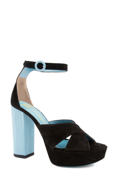 Shop Valentina Rangoni Miglio Platform Sandal In Black Cashmere/sky