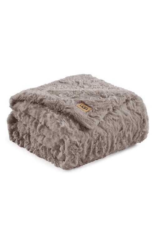 Ugg(r) Adalee Faux Fur Throw Blanket In Oyster