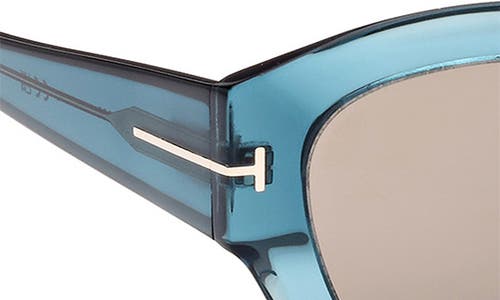 Shop Tom Ford Guilliana 52mm Geometric Sunglasses In Shiny Aqua/roviex Mirror