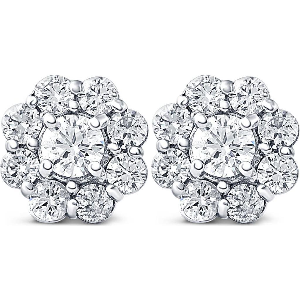 Bliss Diamond 2 1/2ct Halo Fire Pure Lab Grown Diamond Studs 14k Gold In 14k White Gold