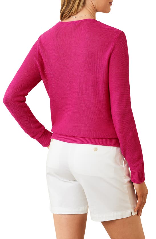 Shop Tommy Bahama Cedar V-neck Linen Sweater In Glowing Azalea