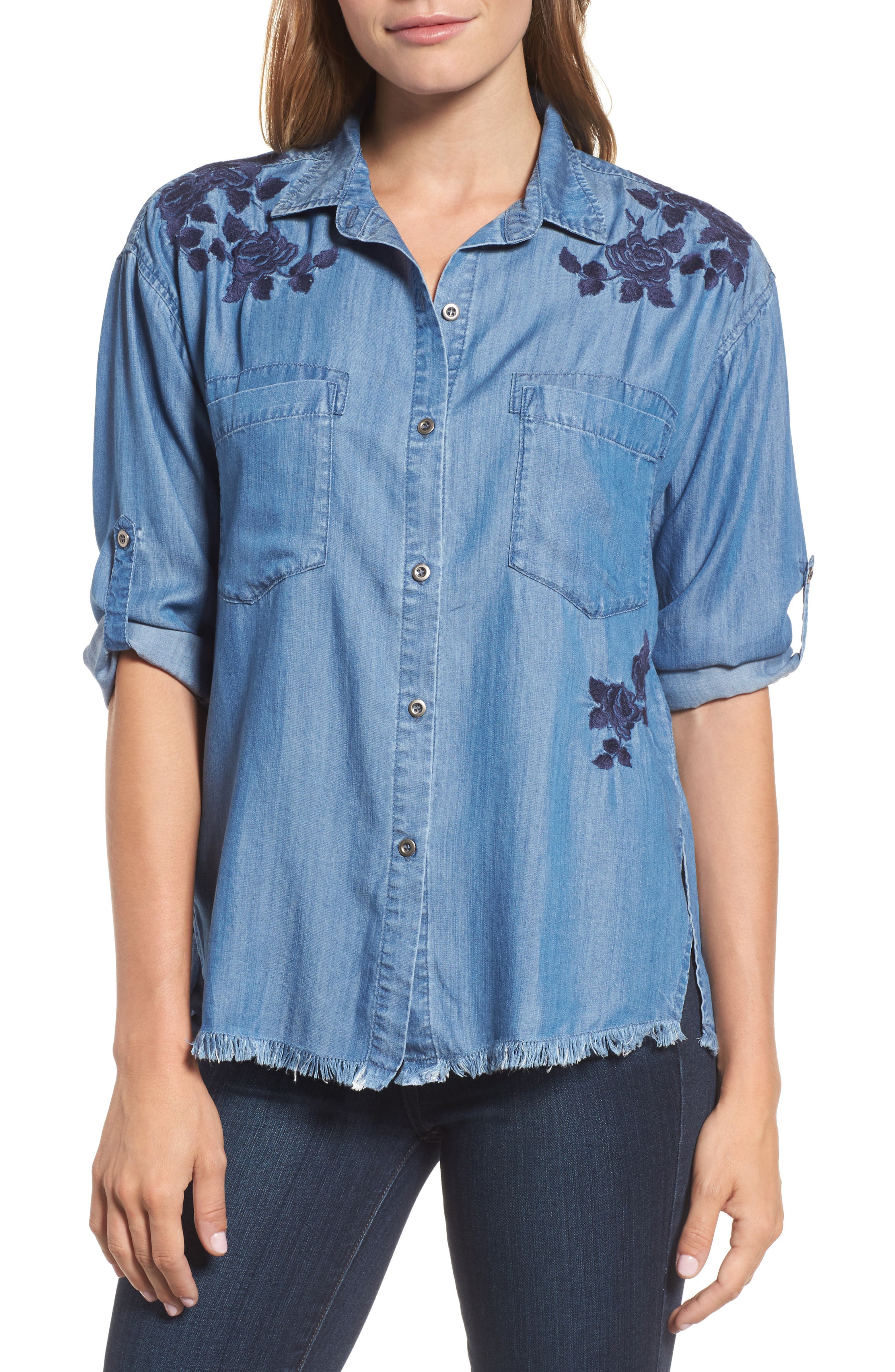 Billy T Roll Tab Embroidered Shirt | Nordstrom