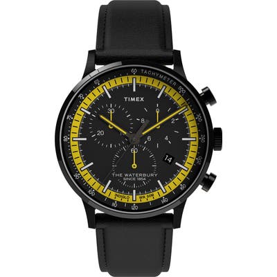 Timex Waterbury Chronograph Leather Strap Watch, 40mm