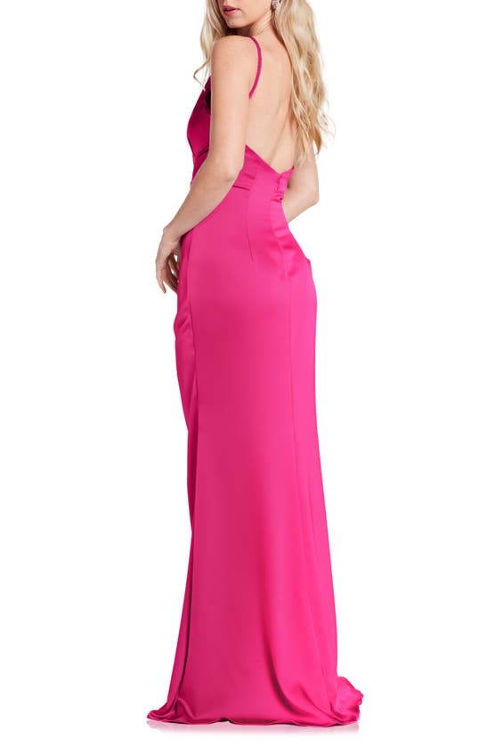 Shop Katie May Zahra One-shoulder Gown In Pink Peacock