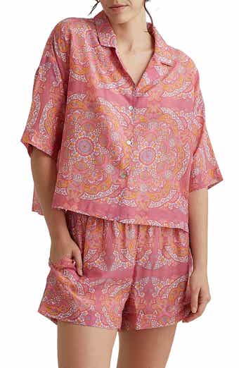 Papinelle Libby Floral Print Cotton Sateen Short Pajamas